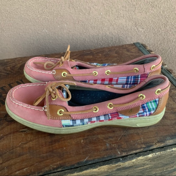 Sperry Top Sider Womens Red/Wool Plaid Leather Shoes  SPERRY Top-Sider Bluefish Wash Red Plaid Shoes